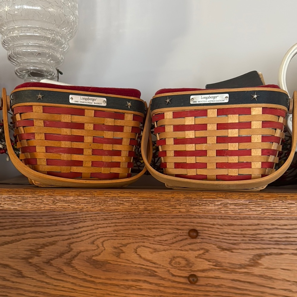 Longaberger Red and Natural Woven Baskets